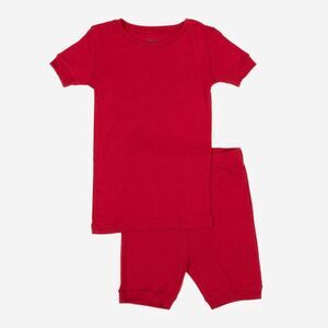 LEVERET -  Kids Two Piece Cotton Short Pajamas Solid  Red
